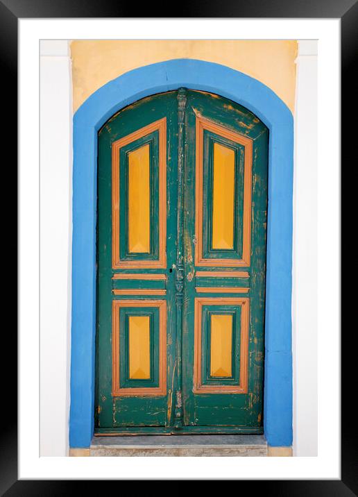 Old Greek Door, Corfu Framed Mounted Print by Neil Overy