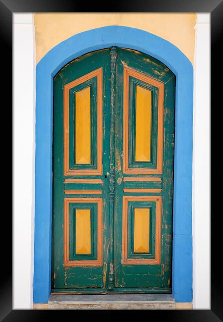 Old Greek Door, Corfu Framed Print by Neil Overy