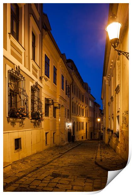 Bratislava Old Town Street At Night Print by Artur Bogacki
