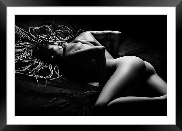 Sensual Nude Woman 3 Framed Mounted Print by Johan Swanepoel