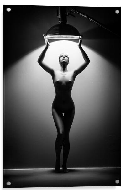 Woman in the spotlight 3 Acrylic by Johan Swanepoel