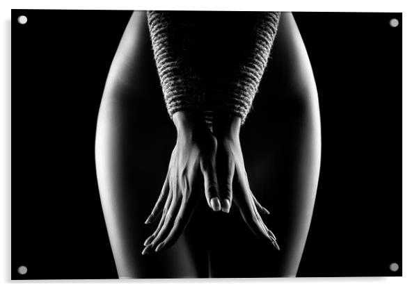 Nude Woman bondage 4 Acrylic by Johan Swanepoel