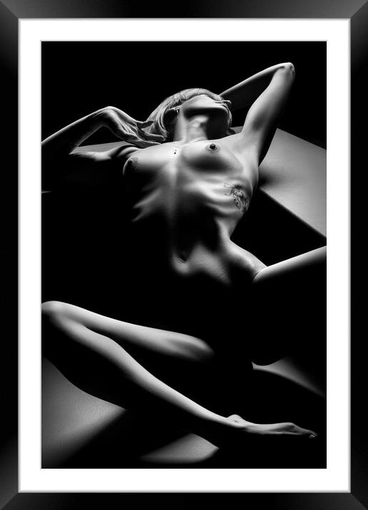 Sensual Nude Woman 5 Framed Mounted Print by Johan Swanepoel