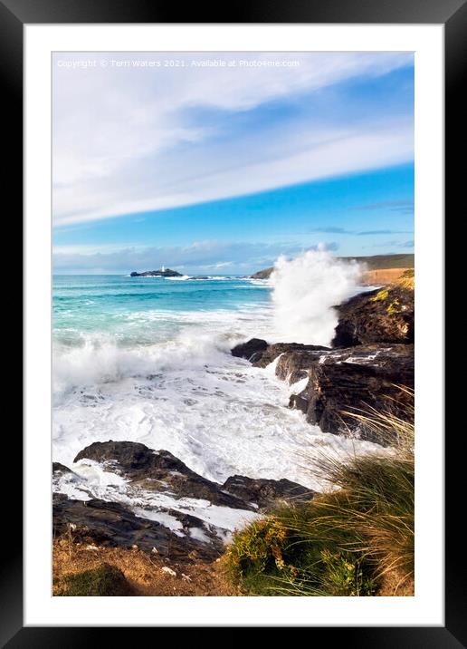 Godrevy High Tide Framed Mounted Print by Terri Waters