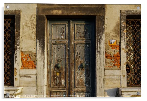 Murano Island, Italy day view of abandoned building facade. Acrylic by Theocharis Charitonidis