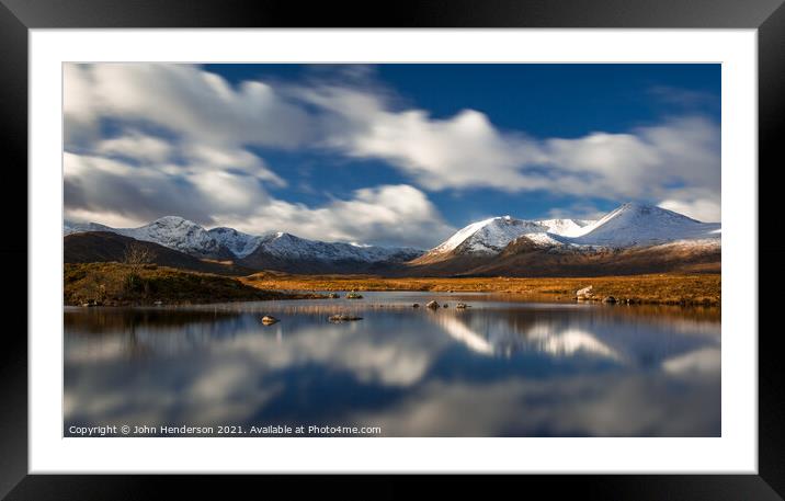 Streaming clouds over Loch Ba Framed Mounted Print by John Henderson