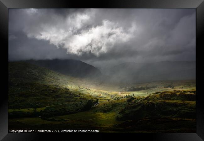 Ogwen valley rain Framed Print by John Henderson
