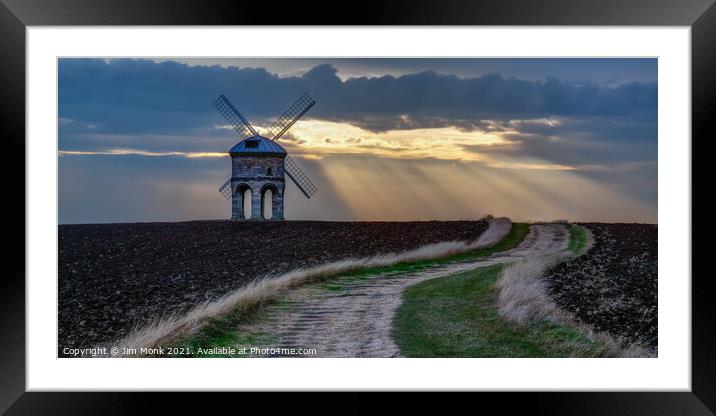 Chesterton Windmill Sun Rays Framed Mounted Print by Jim Monk