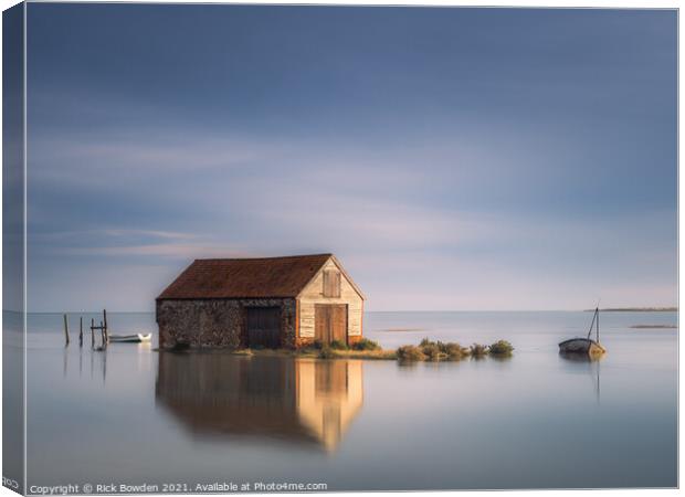 Flint Coal Shed Surrounded by Water Canvas Print by Rick Bowden