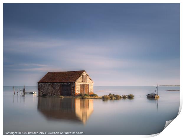 Flint Coal Shed Surrounded by Water Print by Rick Bowden