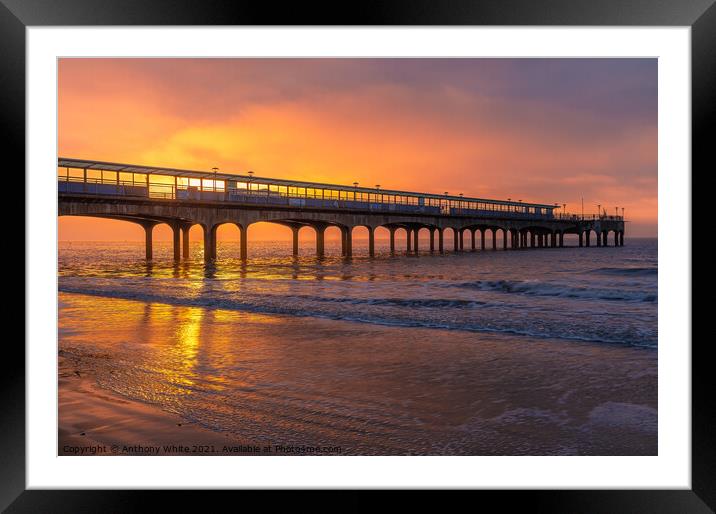 Boscombe Pier - Sunrise Framed Mounted Print by Anthony White
