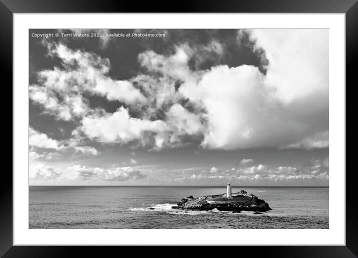 Clouds Over Godrevy Lighthouse Framed Mounted Print by Terri Waters
