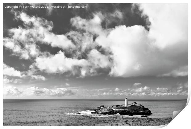 Clouds Over Godrevy Lighthouse Print by Terri Waters