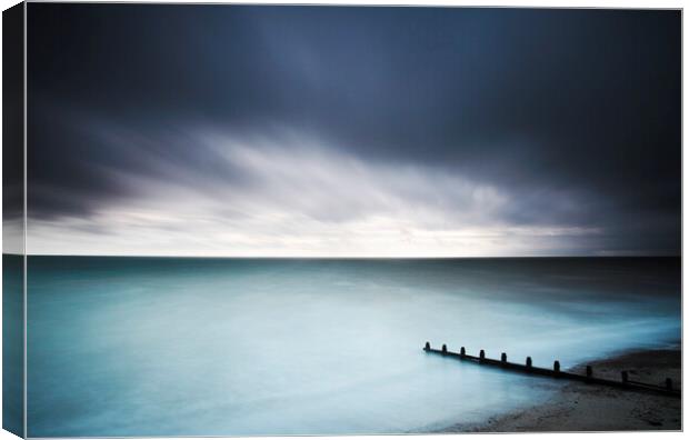 Groynes and sea, Worthing, Sussex Canvas Print by Neil Overy