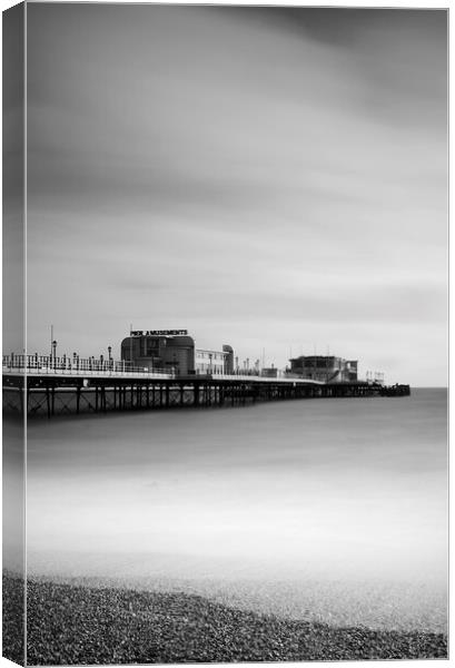 Worthing Pier in Black and White Canvas Print by Neil Overy