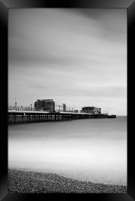 Worthing Pier in Black and White Framed Print by Neil Overy