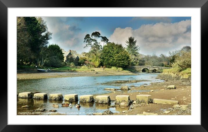 Lerryn Stepping Stones, Cornwall Framed Mounted Print by Neil Mottershead