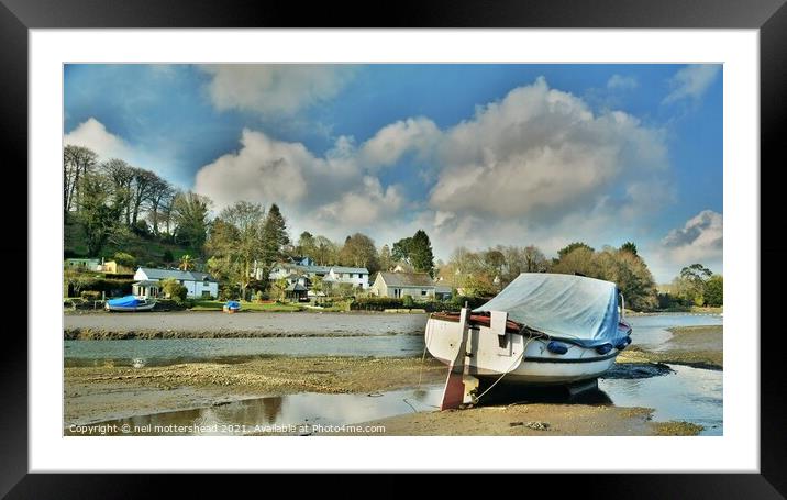 Lerryn At Low Tide, Cornwall. Framed Mounted Print by Neil Mottershead