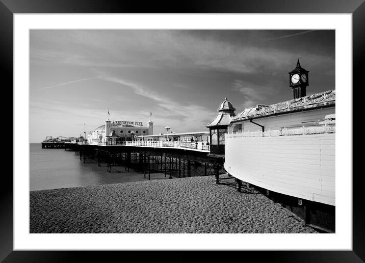 Palace Pier in Brighton shot in black and white Framed Mounted Print by Neil Overy