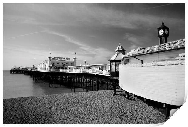 Palace Pier in Brighton shot in black and white Print by Neil Overy