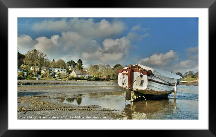 High & Dry In Lerryn, Cornwall. Framed Mounted Print by Neil Mottershead