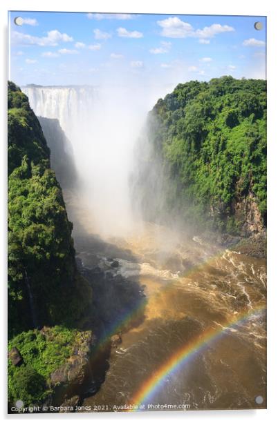 Victoria Falls and Rainbow Zambia Africa Acrylic by Barbara Jones