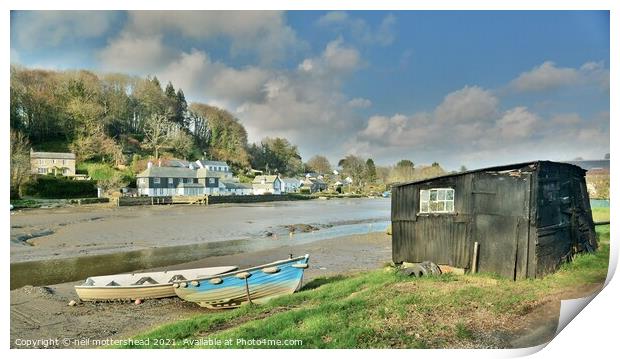 The Old Shed At Lerryn, Cornwall. Print by Neil Mottershead