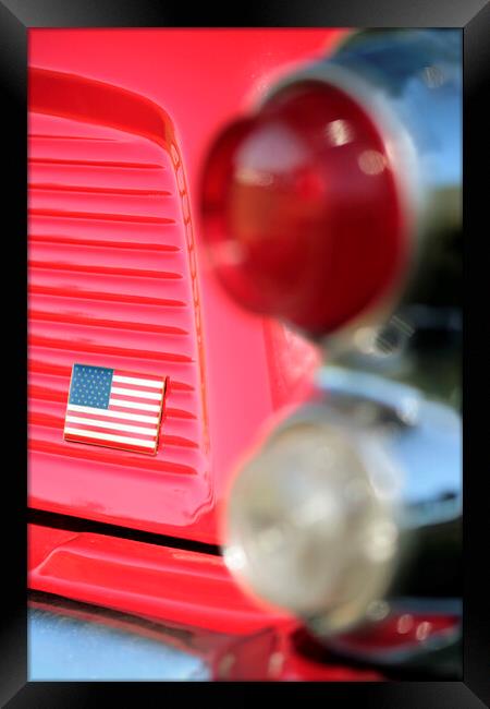 Red Studebaker golden hawk car rear light cluster Framed Print by Neil Overy