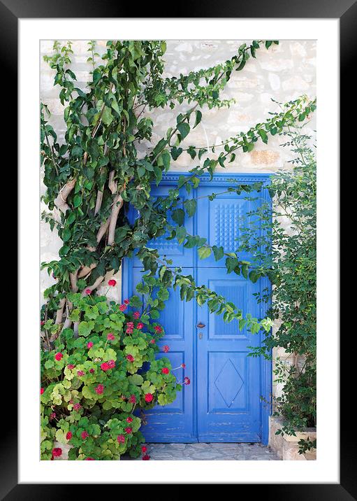 Old Blue Greek Door, Kastellorizo or Meis, Greece Framed Mounted Print by Neil Overy