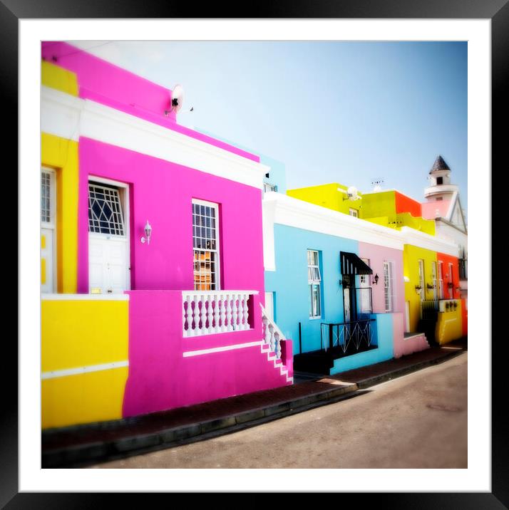 Colourful houses in Bo-Kaap, Cape Town Framed Mounted Print by Neil Overy