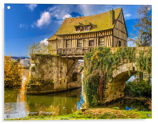 Time-Honoured Watermill in Vernon, Normandy Acrylic by Holly Burgess