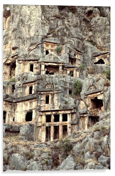 Lycian Rock Tombs, Myra, Turkey Acrylic by Neil Overy