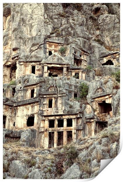 Lycian Rock Tombs, Myra, Turkey Print by Neil Overy