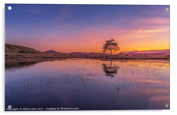 Colours of Sunset at Kelly Hall Tarn in Coniston  Acrylic by Jonny Gios