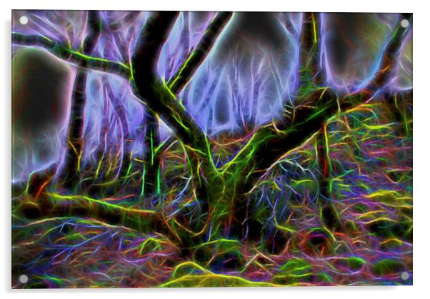 Eerie Neon Woodland Acrylic by Glen Allen
