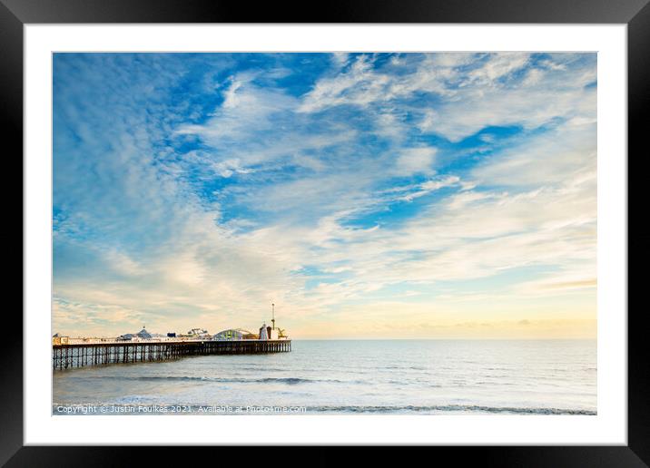 Brighton pier at sunset Framed Mounted Print by Justin Foulkes