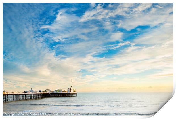 Brighton pier at sunset Print by Justin Foulkes
