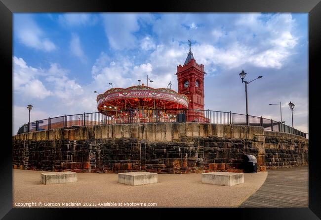 Cardiff Bay, the Carousel and the Pierhead Building Framed Print by Gordon Maclaren