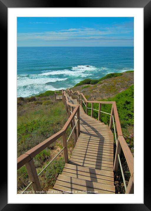 Walkway to Sea in Costa Vicentina Framed Mounted Print by Angelo DeVal