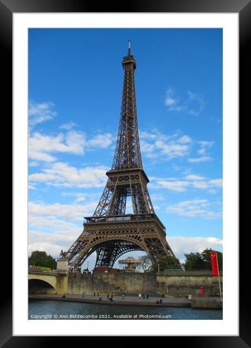 Eiffel Tower Paris, France 		 Framed Mounted Print by Ann Biddlecombe
