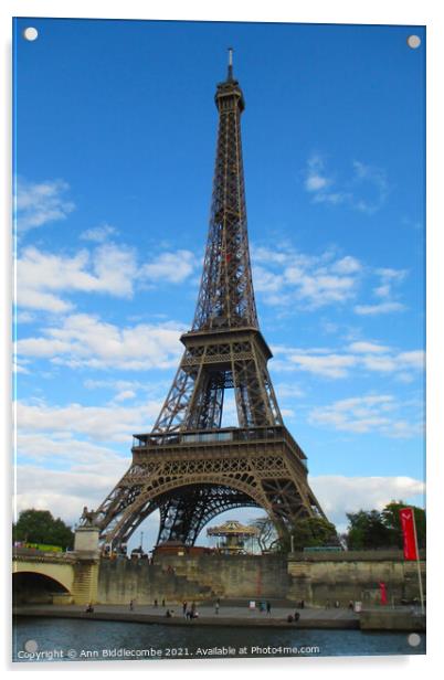 Eiffel Tower Paris, France 		 Acrylic by Ann Biddlecombe