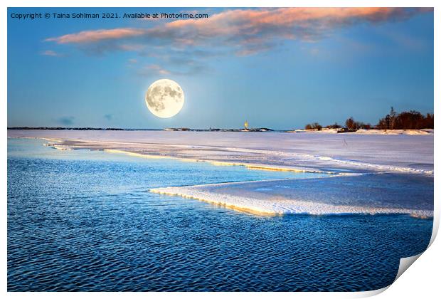 Full Moon Magic over Springtime Sea Print by Taina Sohlman