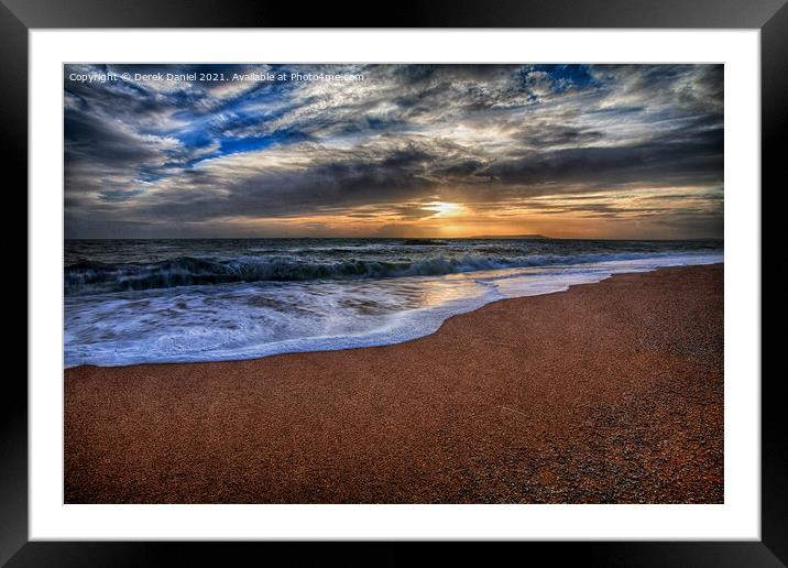 and the sun does down at Durdle Dor Framed Mounted Print by Derek Daniel