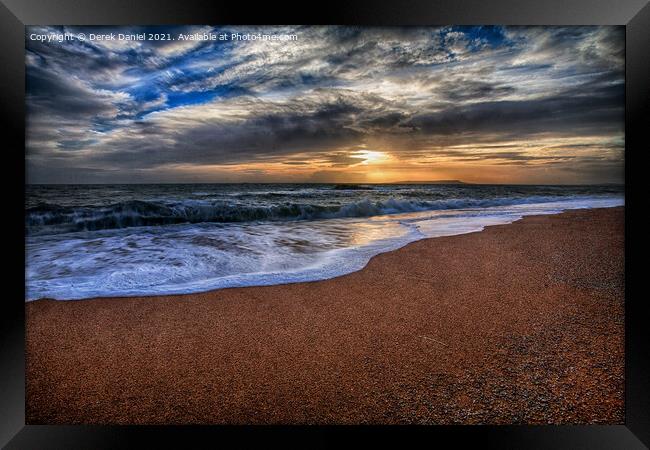 and the sun does down at Durdle Dor Framed Print by Derek Daniel