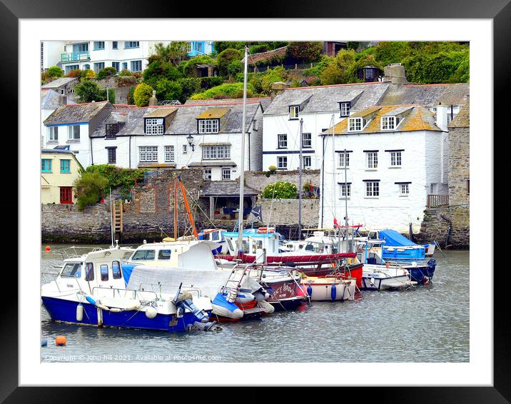 Polperro harbour in South Cornwall. Framed Mounted Print by john hill