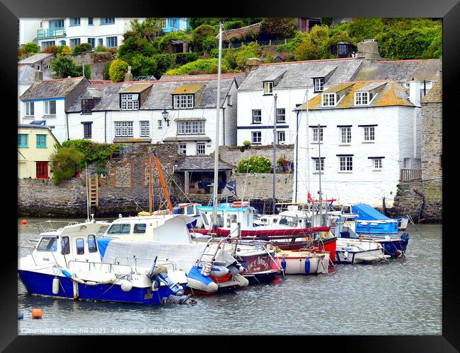 Polperro harbour in South Cornwall. Framed Print by john hill