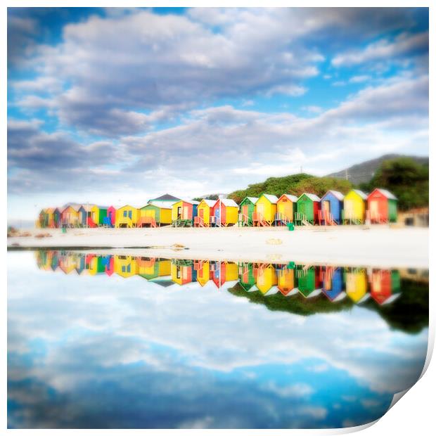 St James Beach Huts South Africa Print by Neil Overy