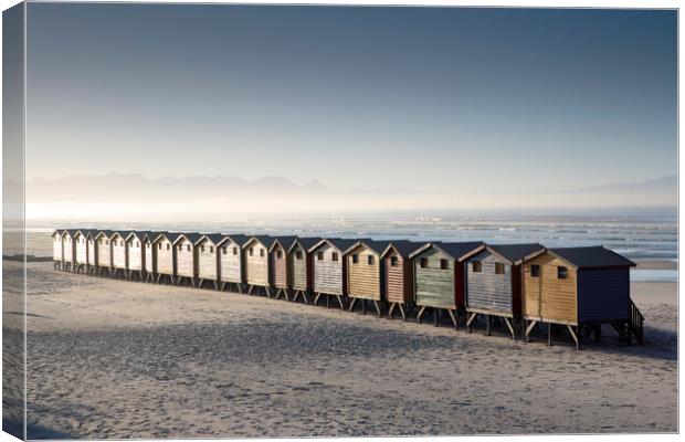 Beach Huts at Muizenberg Beach, South Africa Canvas Print by Neil Overy
