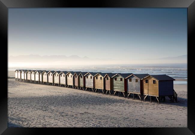 Beach Huts at Muizenberg Beach, South Africa Framed Print by Neil Overy