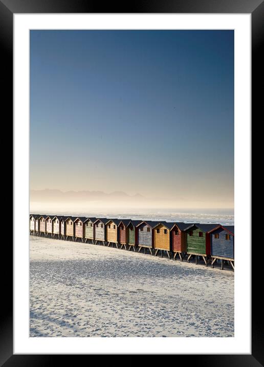 Beach Huts at Muizenberg Beach, South Africa Framed Mounted Print by Neil Overy